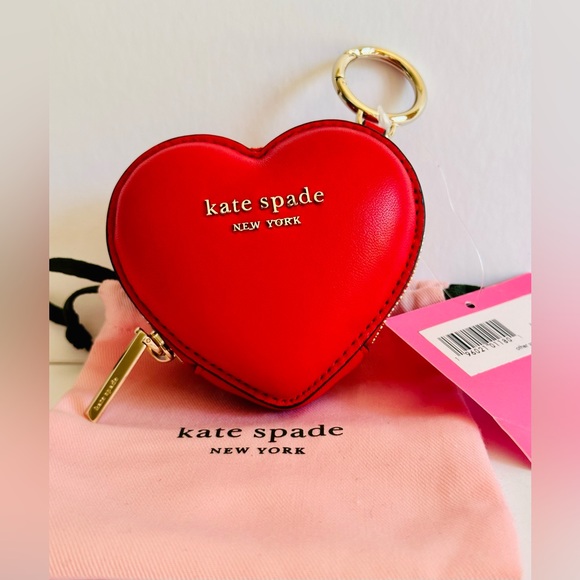 NWT! Kate Spade ♠️ Smooth Leather 3d Puffy Heart ❤️in lingonberry